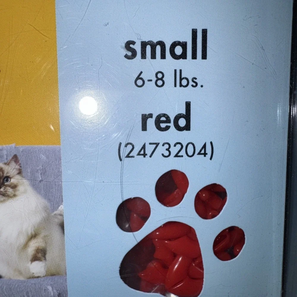 Soft Claws Nail Caps & Adhesive (40) for Cats Small (6-8lbs) RED New NO Scratch